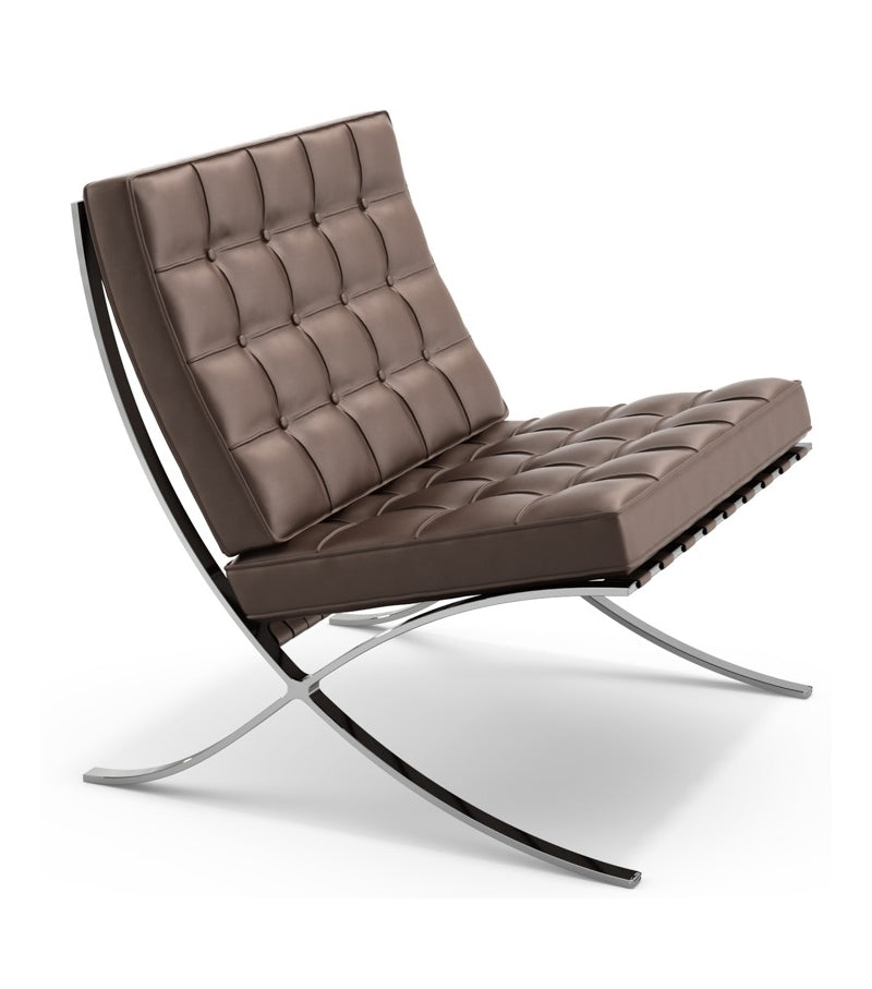 Knoll Barcelona Chair - Modern Leather Lounge Chair for Living Room, Office & Luxury Spaces | Mid-Century Design, Durable Stainless Steel Frame, Premium Cushioning