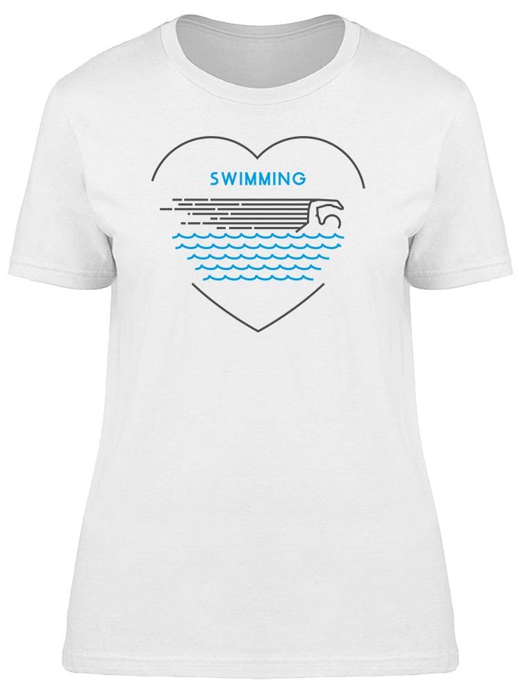 Smartprints Heart Pool Swimming Graphic Tee for Women - Trendy Summer Casual T-Shirt for Beach, Vacation & Pool Parties