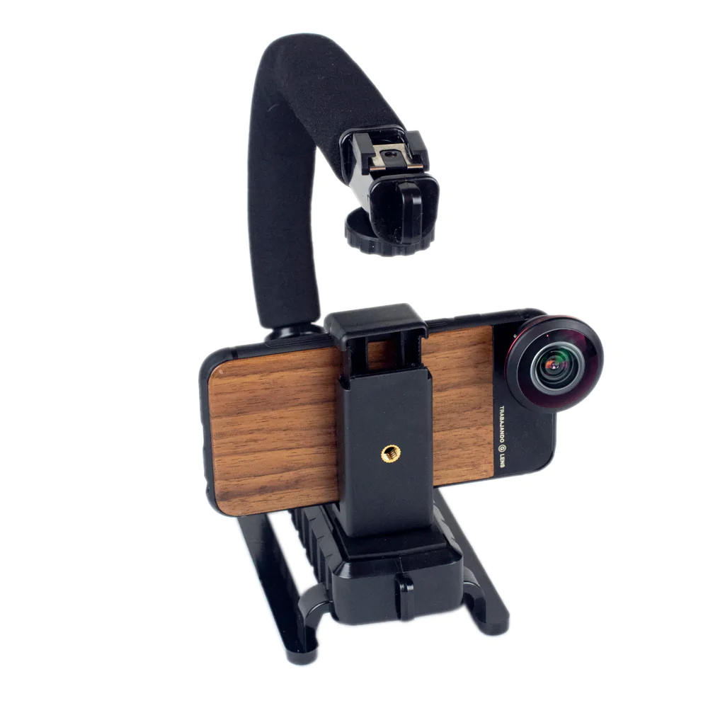 Professional Camera Handle with Phone Clip - Stable Grip for Vlogging, Live Streaming & Content Creation - Perfect for YouTube, TikTok & Social Media