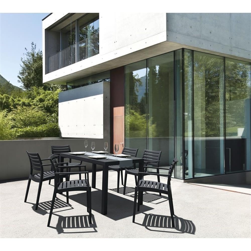 Artemis Outdoor Patio Dining Arm Chairs Set of 2 - Weather-Resistant Black Metal Garden Chairs for Backyard, Poolside, and Restaurant Outdoor Seating