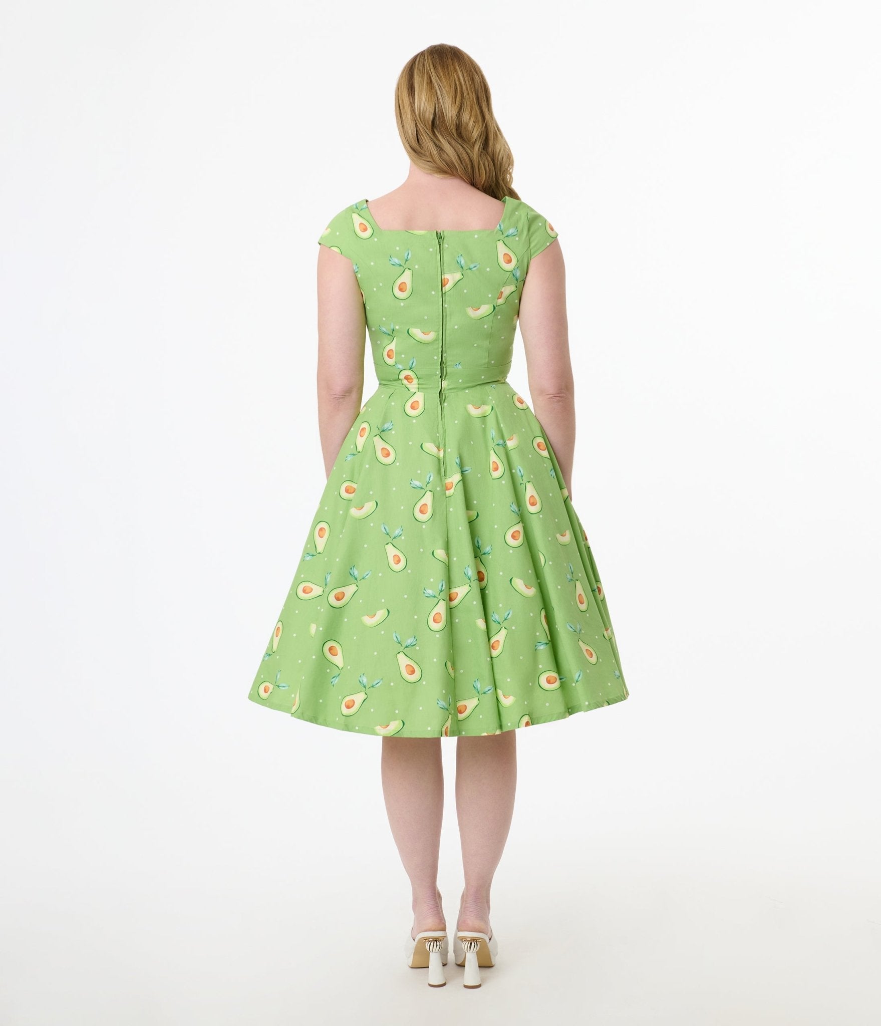 Magnolia Place Green Avocado Print Anna Cotton Swing Dress - Women's Flowy Summer Dress for Casual Outings, Beach Vacations & Boho Style