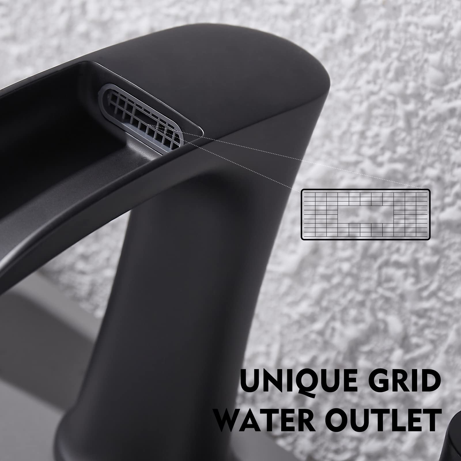 Matte Black 8 Inch Widespread Bathroom Sink Faucet with Drain - 3 Hole 2 Handle Modern Bathroom Faucet by Yundoom (Model BF8-01) - Perfect for Bathroom Vanity, Guest Bath, and Powder Room Renovations
