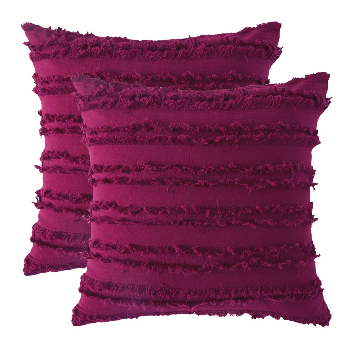 GIGIZAZA 16x16 Decorative Throw Pillow Covers - Wine Red Square Cotton Couch Cushion Covers for Sofa, Boho Home Decor - Perfect for Living Room, Bedroom & Outdoor Furniture