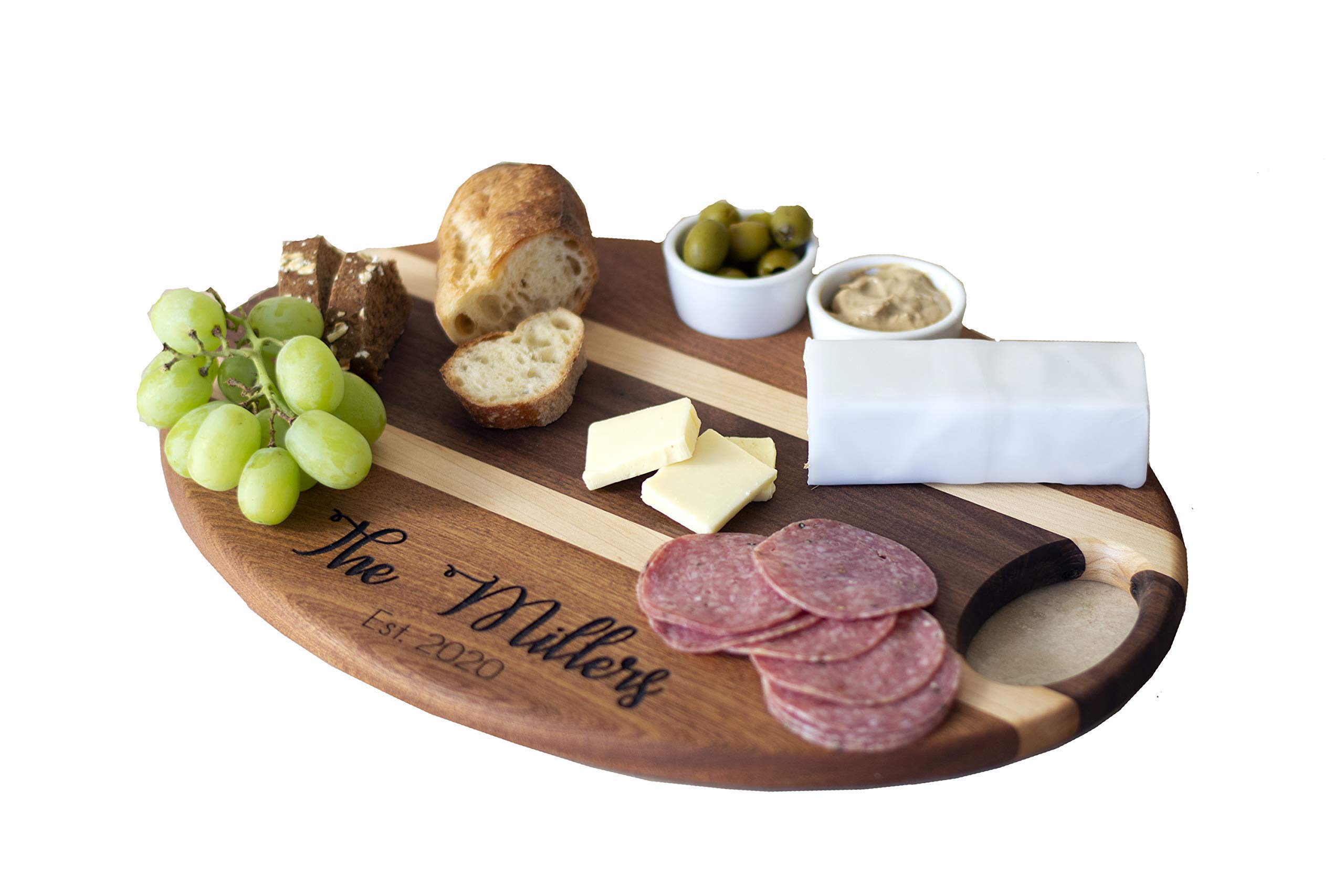Personalized Handmade Hardwood Charcuterie & Cheese Board Set with 2 Ceramic Cups - Perfect for Wine Tasting, Cheese Platters & Charcuterie Parties - Wedding, Housewarming & Holiday Gift Idea