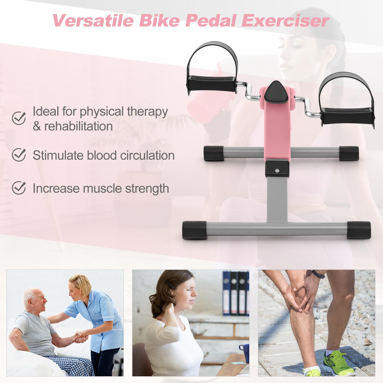 Goplus Mini Exercise Bike - Folding Under Desk Bike Pedal Exerciser with LCD Display, Adjustable Resistance, Portable & Lightweight Foot Peddler for Arms & Legs Workout - Perfect for Seniors, Office & Home Fitness (Ideal for Small Spaces, Work Breaks & Physical Therapy)