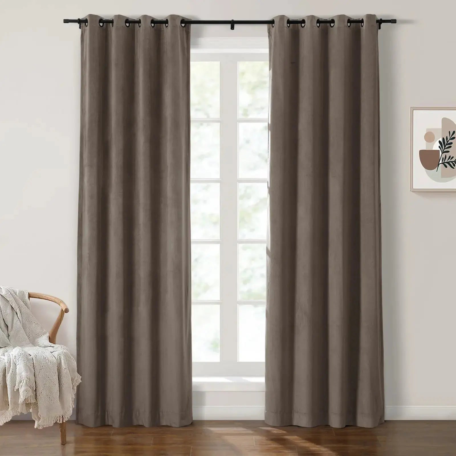 Luxury Velvet Grommet Curtains for Living Room & Bedroom - Blackout Thermal Insulated Drapes - Birkin Style Elegant Window Treatments for Home Decor