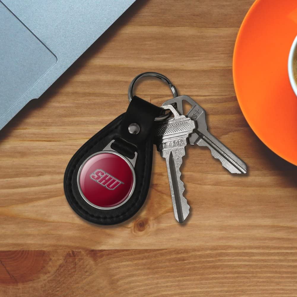 Sacred Heart University Black Leather Keychain with Primary Logo - Personalized College Keyring for Alumni, Students & Fans - Perfect for Gifts, Backpacks & Keychains