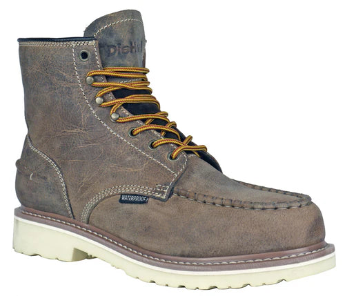 Monte Distressed Brown Soft Toe Work Boots - Durable & Comfortable Men's Safety Shoes for Construction, Hiking & Outdoor Work