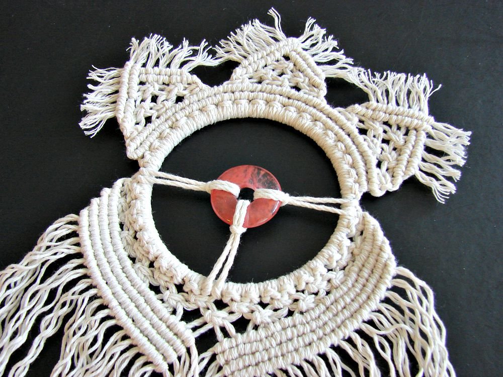 Handmade Macrame Wall Hanging Art with Cherry Quartz - Spiritual Gifts & Fiber Art Home Decor for Meditation Rooms, Yoga Studios & Boho Chic Living Spaces