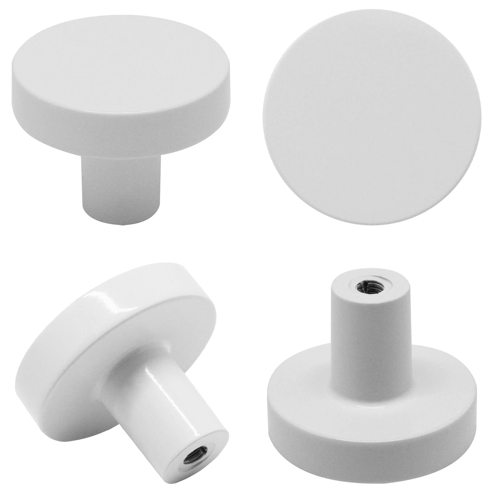 Modern Zinc Alloy Cabinet Knobs 5-Pack - Round White Kitchen Drawer Pulls & Dresser Knobs for Cupboard, Closet Door, Furniture Hardware - Perfect for Home Renovation & DIY Projects