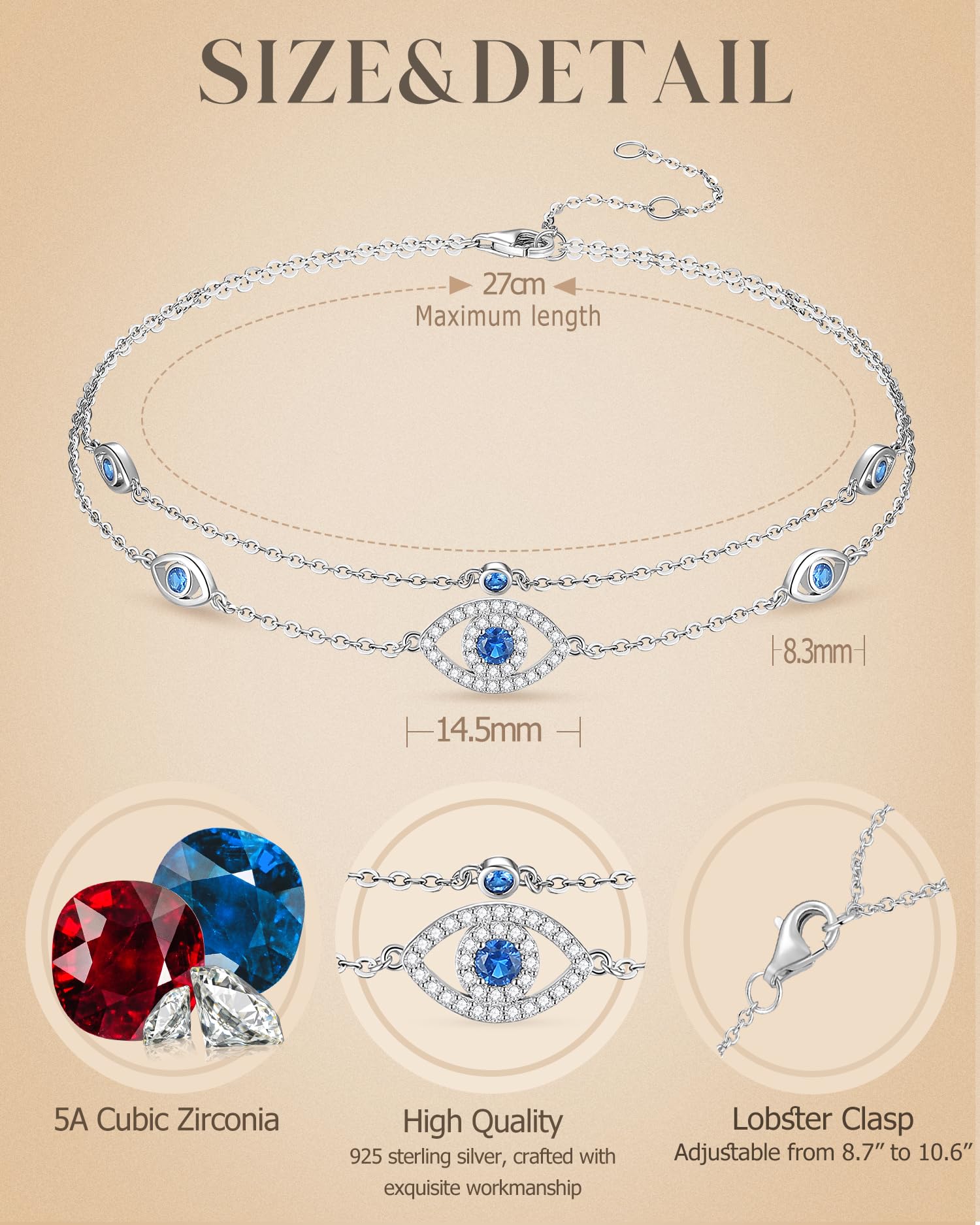 FANCIME 925 Sterling Silver Adjustable Anklet Bracelet for Women - Layered Chain Ankle Jewelry, Perfect Beach Accessory & Gift for Her - Ideal for Summer Vacations, Weddings, and Casual Outings