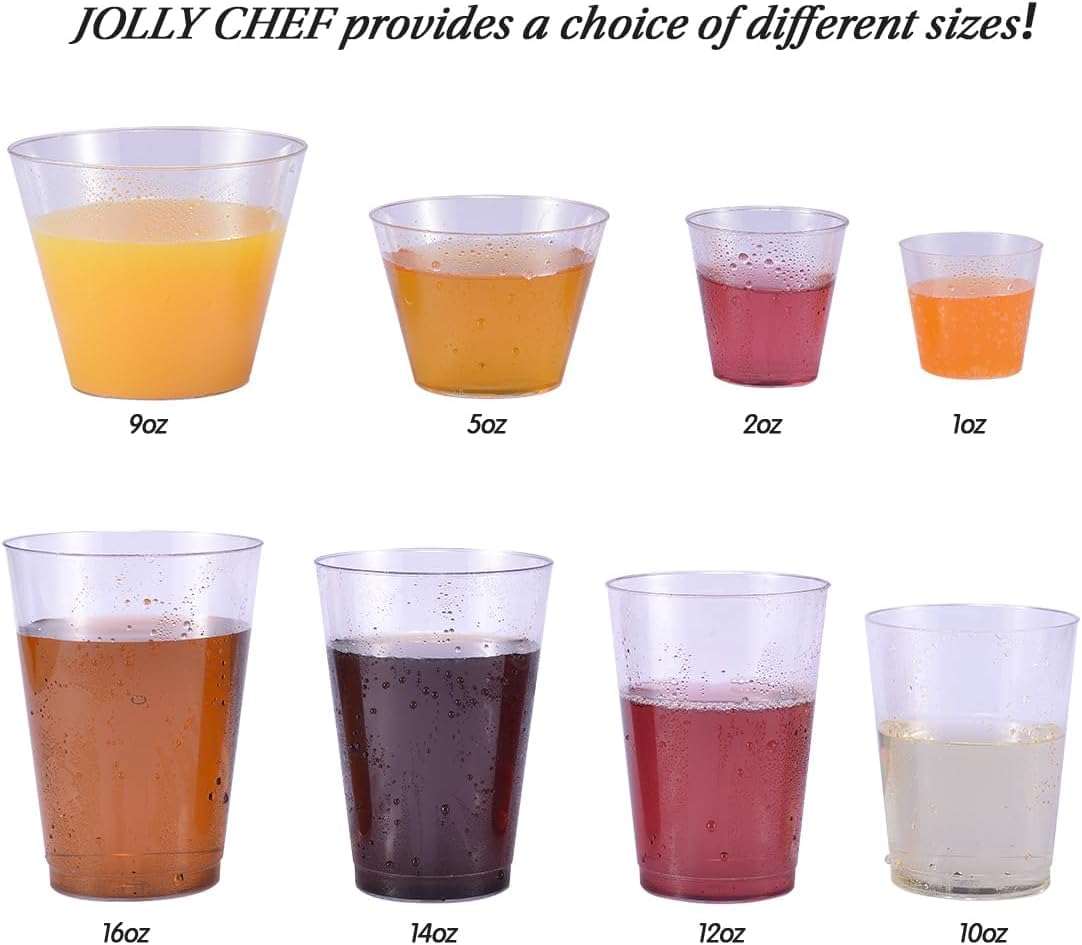 JOLLY CHEF 500 Plastic Shot Glasses 2 oz Disposable Cups - 2 Ounce Clear Plastic Party Shot Cups for Halloween, Thanksgiving, Christmas & New Year Celebrations - Perfect for Cocktails, Jello Shots, and Party Favors