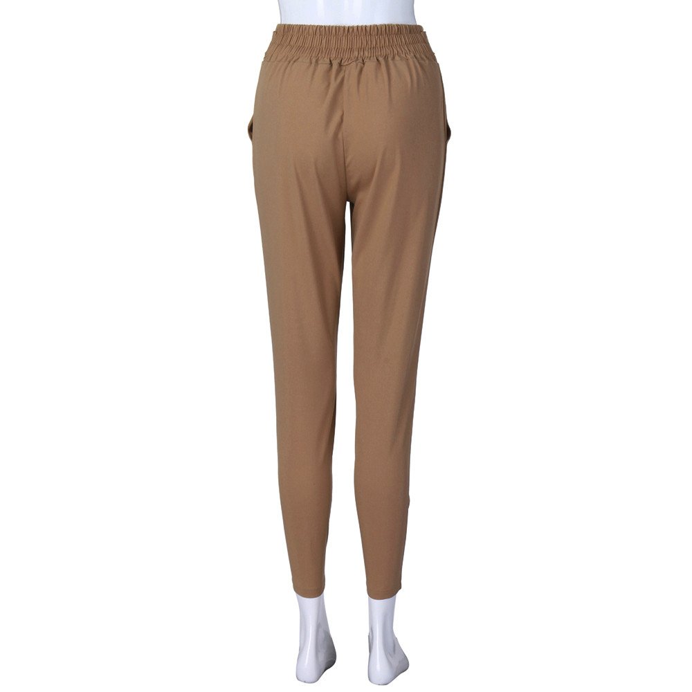 High Waist Work Pants for Women - Slim Fit Cropped Paper Bag Waist Pencil Pants with Pockets | Office, Business Casual & Everyday Wear
