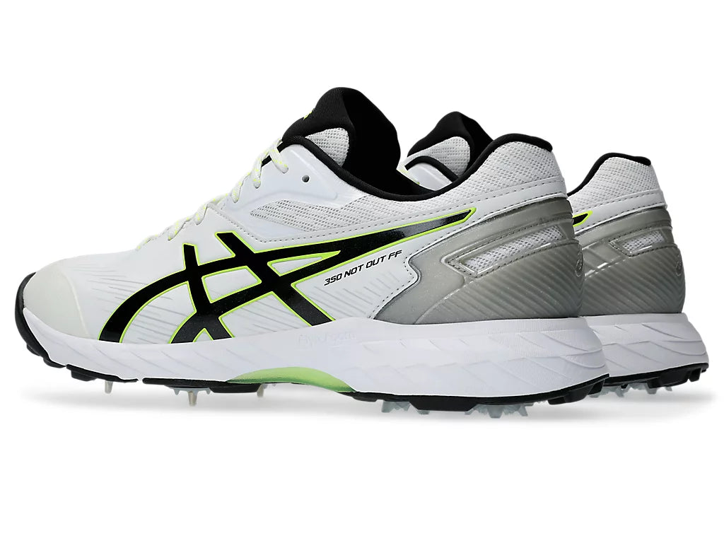 ASICS 350 Not Out White/Black Cricket Shoes with Metal Spikes - Professional Cricket Footwear for Matches & Training