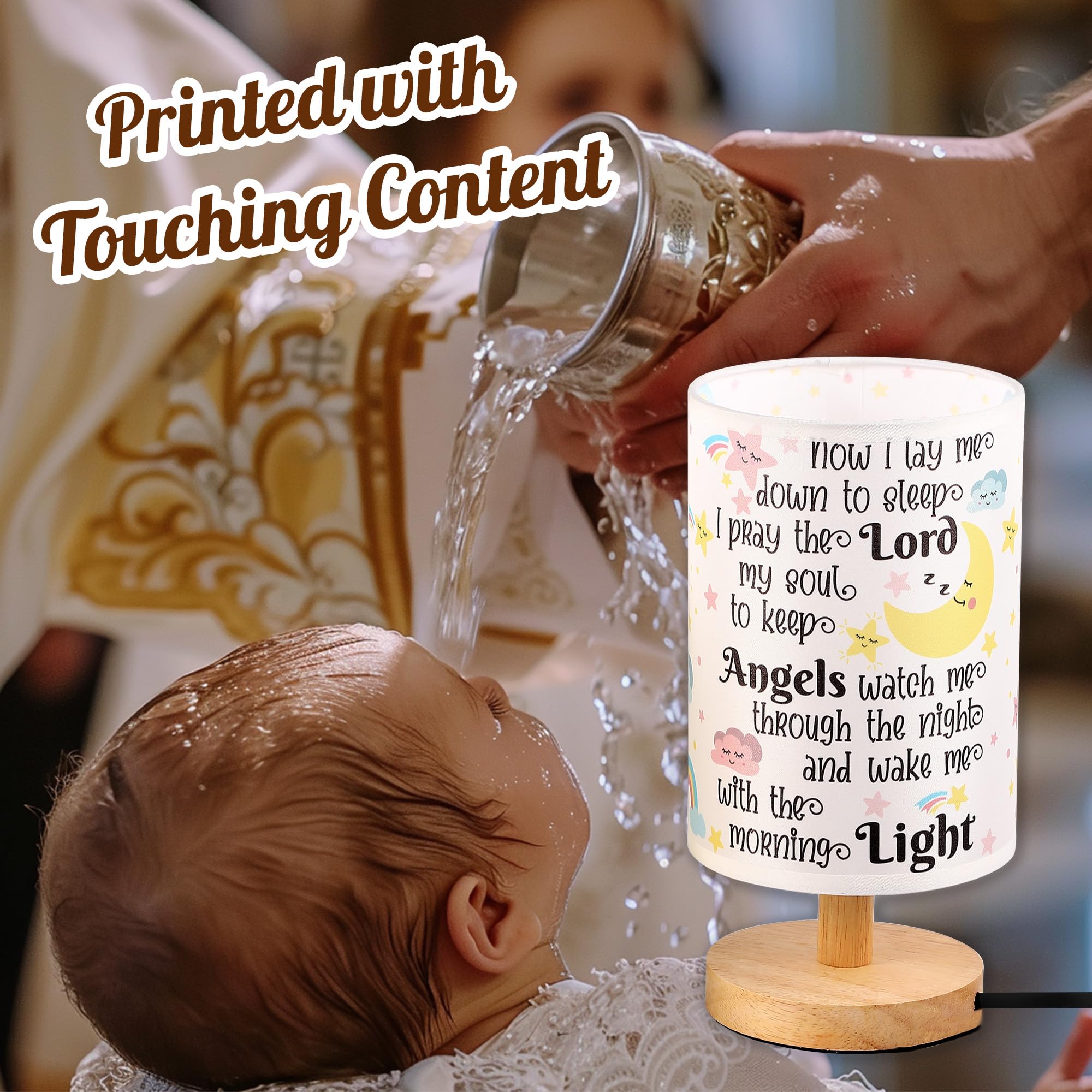 WSYEAR Baptism Gifts for Baby Girls & Boys - Personalized Christening Gifts & Nursery Night Light with 'Now I Lay Me Down to Sleep' Prayer - Perfect for Baby Showers, Christenings & Nursery Decor