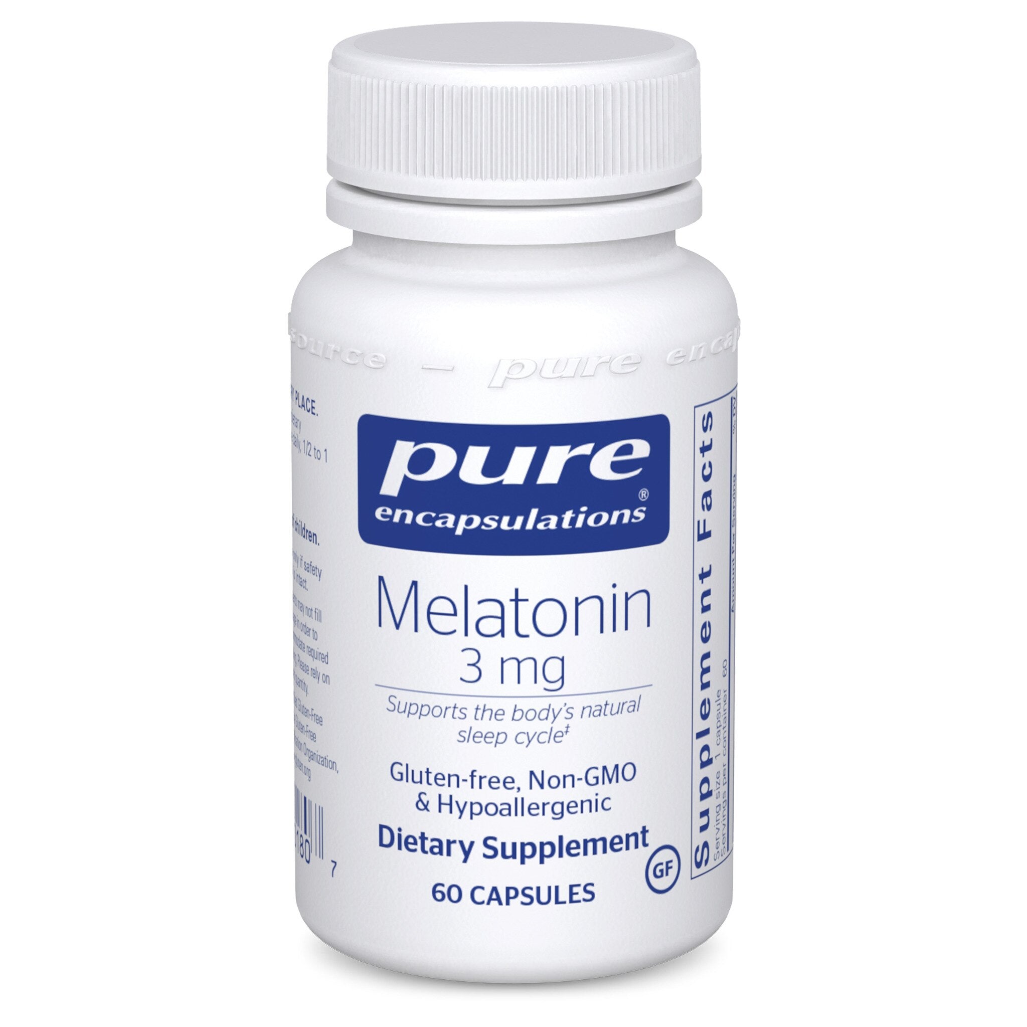 Pure Encapsulations Melatonin 3 mg Supplement | Natural Sleep Aid for Adults | Supports Restful Sleep & Relaxation - Perfect for Jet Lag, Shift Work & Nighttime Rest