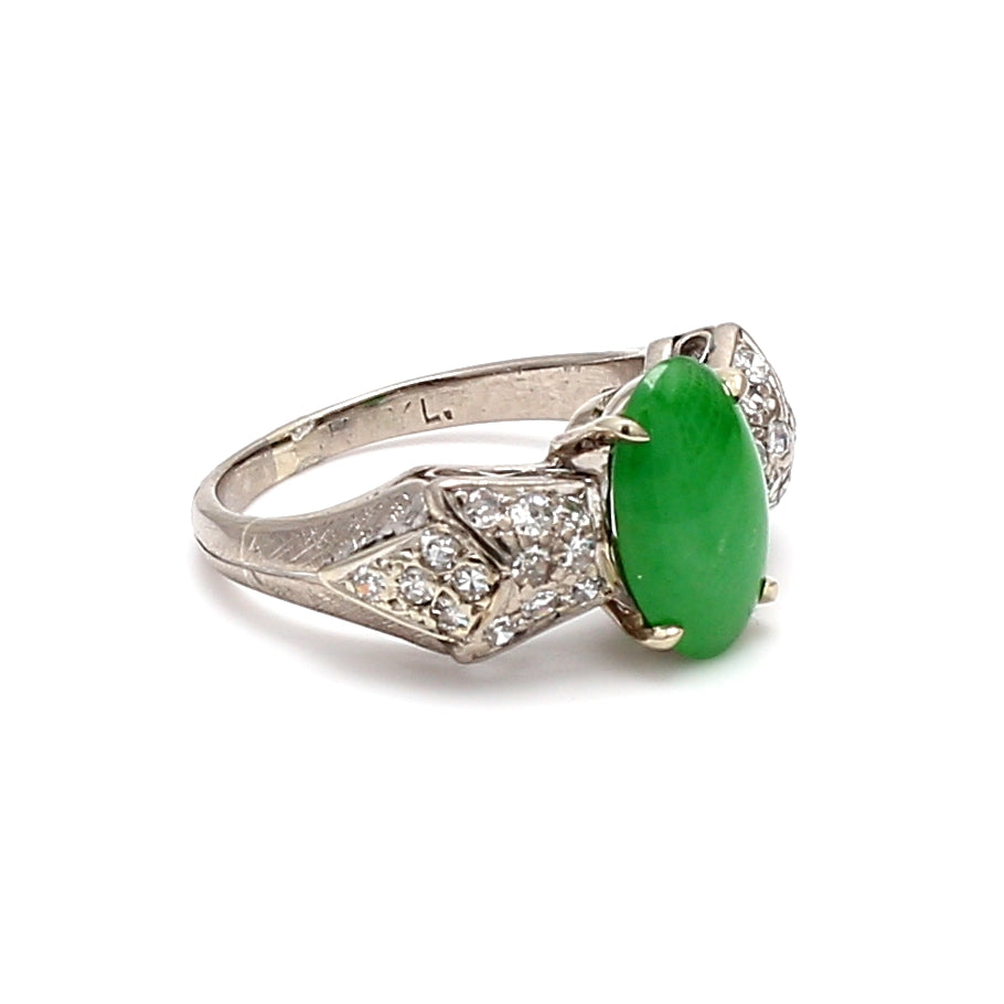 0.26 Carat Round Brilliant Cut Diamond & 1.50 Carat Jade Platinum Engagement Ring for Women - Perfect for Weddings, Anniversaries, and Special Occasions