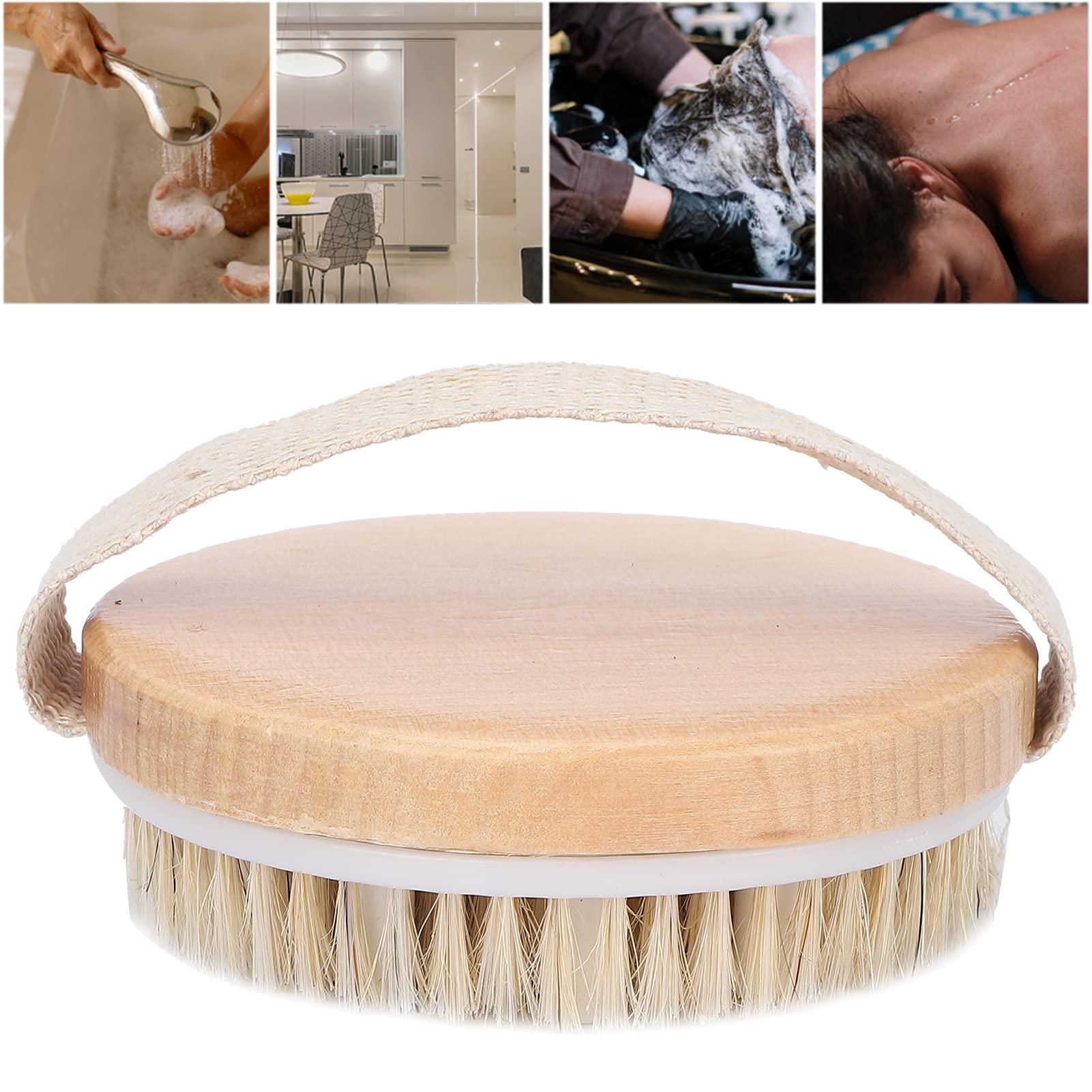 Exfoliating Body Brush for Dead Skin Removal - Round Massage & Shower Brush for Skin Care, Portable Bath Scrubber with Ergonomic Handle - Perfect for Spa, Dry Brushing & Home Skincare Routine