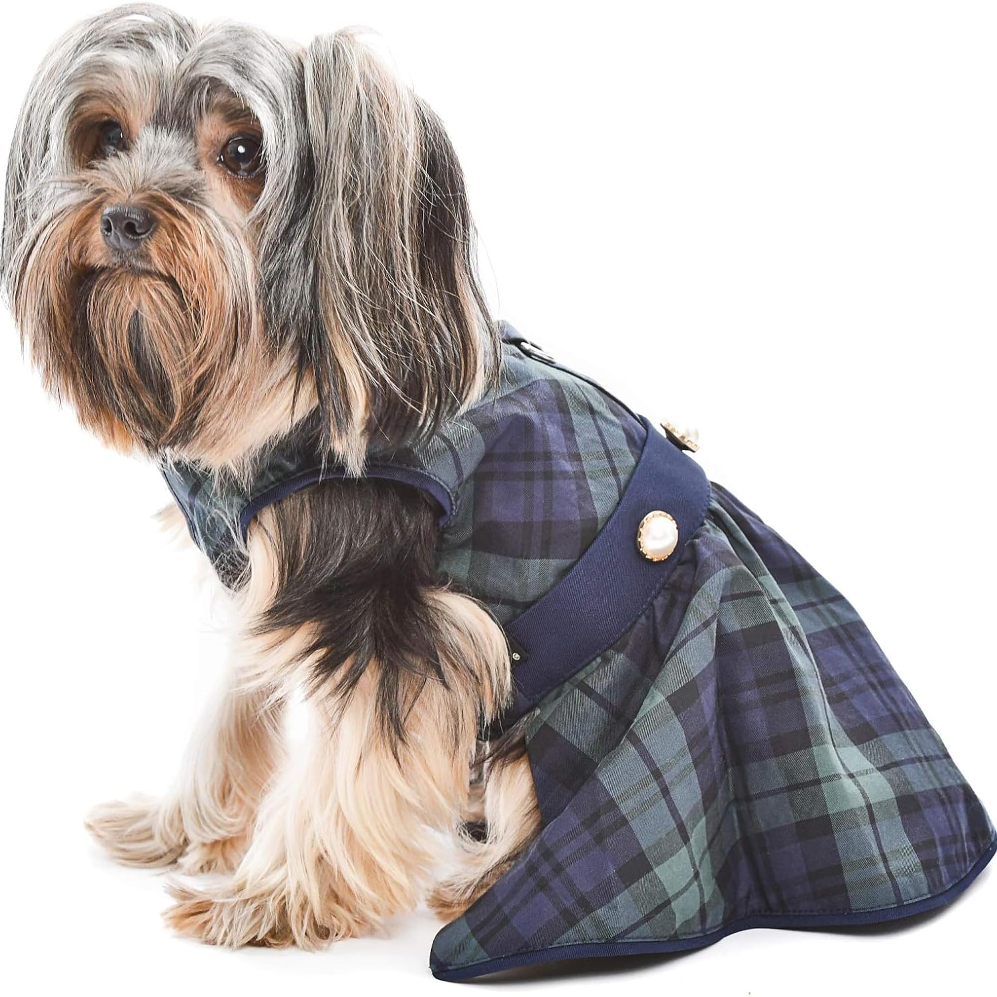 Parisian Pet Dog Dress - Scottish Green Dog Outfit - Elegant Wedding Clothes for Dogs - Lightweight Party Puppy Dress - Small Dog Dresses for Girls | Perfect for Weddings, Parties & Special Occasions
