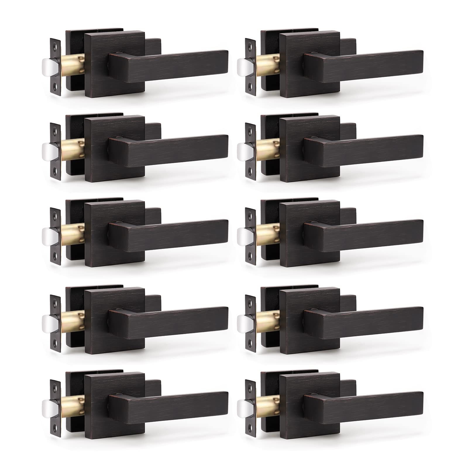 Premium Oil Rubbed Bronze Door Handle Set - Heavy Duty Passage & Closet Door Levers (10 Pack) - Left/Right Handed - Easy Installation - 2.07 lb per Lever - Perfect for Bedrooms, Bathrooms & Interior Doors