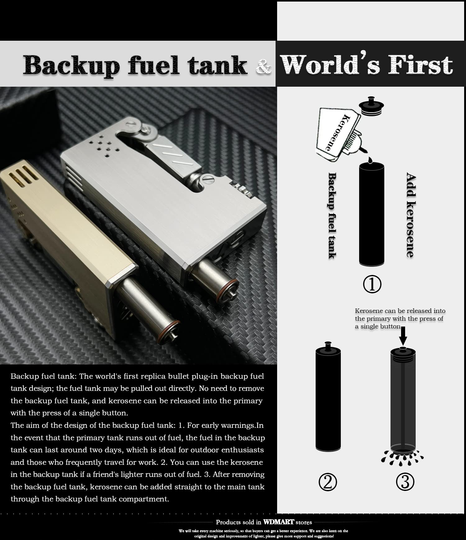 Windproof TC4 Titanium Alloy Refillable Kerosene Lighter - Soft Flame Metal Lighter for Outdoor Camping, Hiking & Survival Gear - Durable Open Flame Lighter with Collectible Value (Fuel Not Included)
