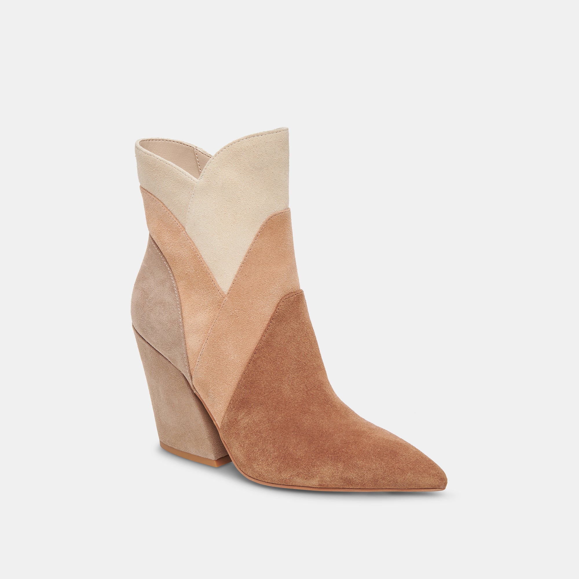 NEENA Booties for Women - Brown Multi Suede Ankle Boots | Comfortable & Stylish Fall/Winter Shoes | Perfect for Office, Casual Outings & Date Nights