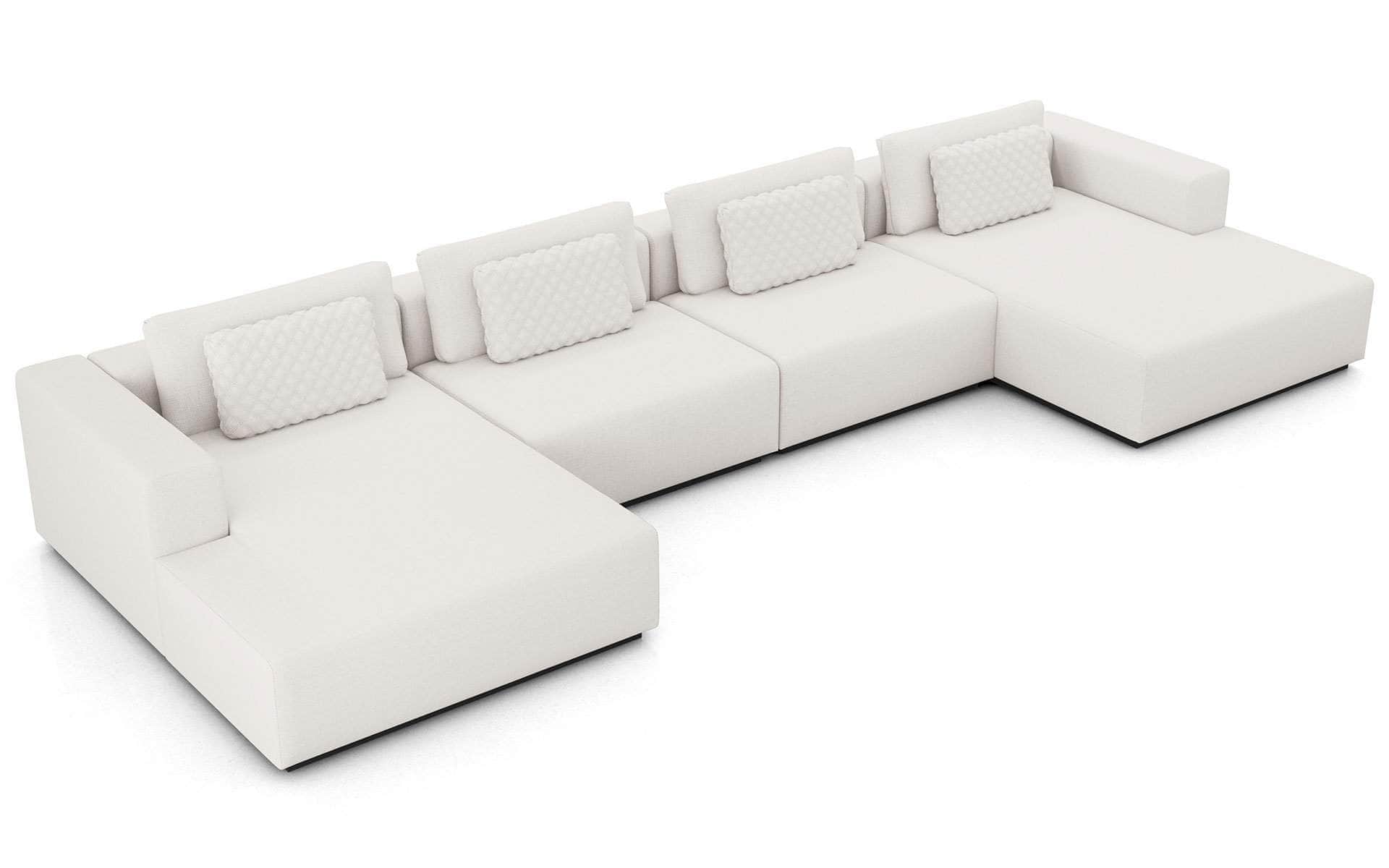 Modular U-Shaped Sectional Sofa - Spruce Chalk Fabric Sofa for Living Room, Family Room & Lounge | Comfortable & Stylish Modern Furniture