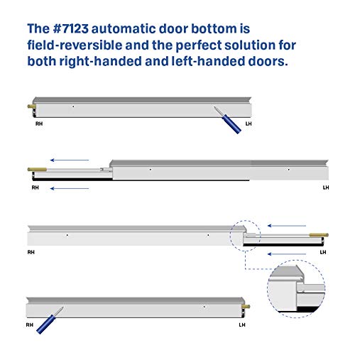 Fire Rated Light Duty Surface Mounted Automatic Door Bottom (7123CA) - Solid Rubber Extrusion, 6 x 1