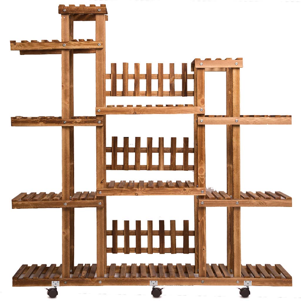 Multi-Tier Wooden Plant Stand for Indoor & Outdoor Use - Flower Display Shelf, Bonsai Rack, Garden Storage Organizer with Hollow-Out Design - Perfect for Patio, Balcony, Yard, and Home Decor