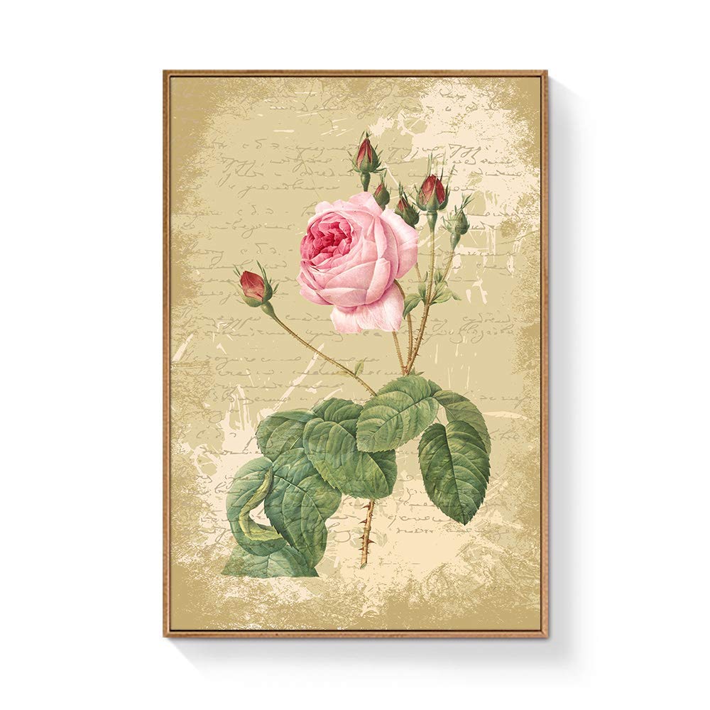 Floating Framed Canvas Wall Art - Retro Flower Print 16x24 Inches, Ready to Hang for Living Room & Bedroom Decor | Perfect for Modern Home, Office & Gift Giving
