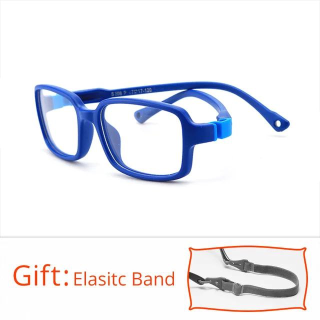 Unbreakable Flexible Kids Glasses with Adjustable Strap - Rectangle Frame for Ages 4-7 (S308) - Perfect for School, Sports & Outdoor Activities