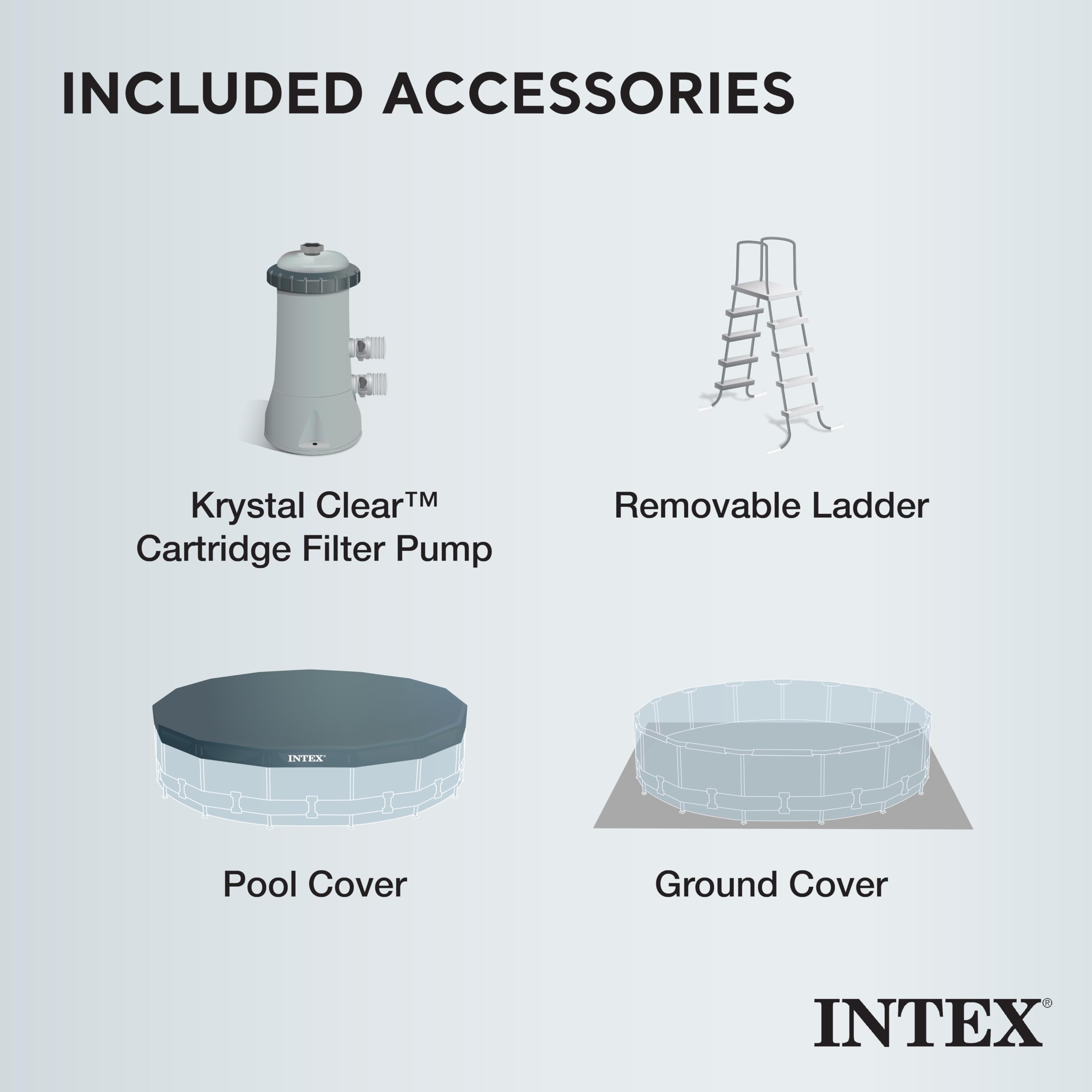 Intex 26719EH Prism Frame Premium Above Ground Swimming Pool Set - 14ft x 42in with 1000 GPH Cartridge Filter Pump | SuperTough Puncture & Rust Resistant | 3357 Gallon Capacity | Perfect for Backyard Family Fun, Summer Parties & Outdoor Relaxation