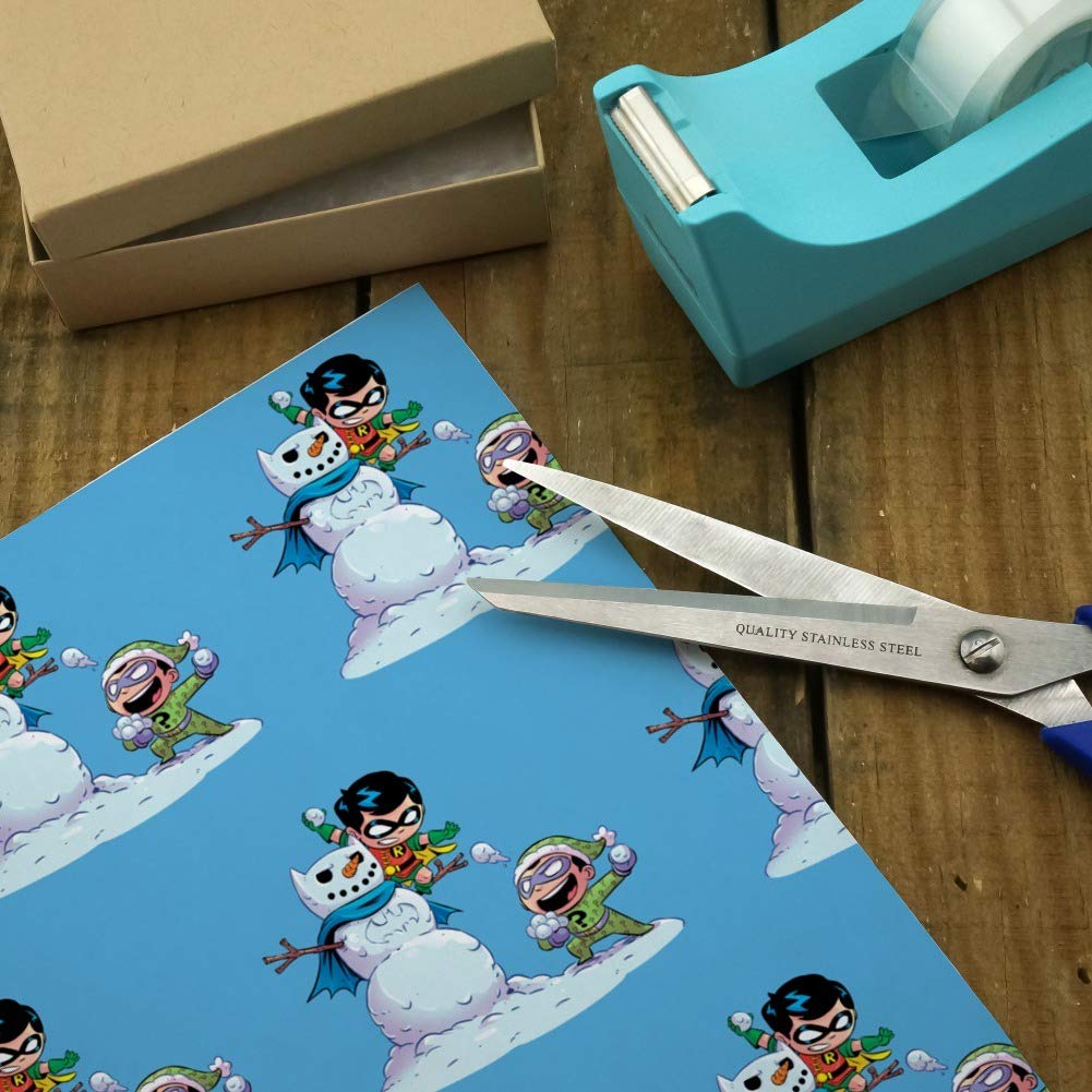 DC Comics Robin vs Riddler Snowball Fight Christmas Wrapping Paper Roll - Festive Holiday Gift Wrap for Birthdays, Parties & Special Occasions