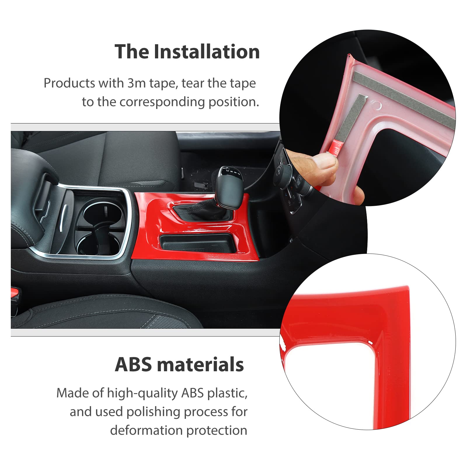 CheroCar Red Gear Shift Panel Trim for Dodge Charger 2015-2021 - Premium Center Console Upgrade Accessory (Perfect for Interior Customization & Car Enthusiasts)