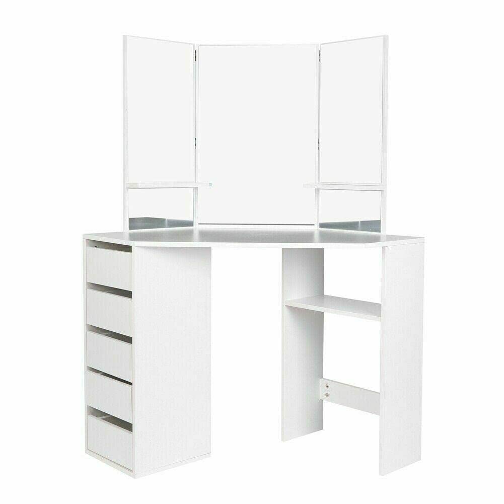 Modern 5-Drawer Vanity Set with 3 Mirrors - Stylish Dressing Table & Makeup Desk for Bedroom, Portable Vanity Side Table - Perfect for Makeup Organization, Beauty Routine & Small Space Decor