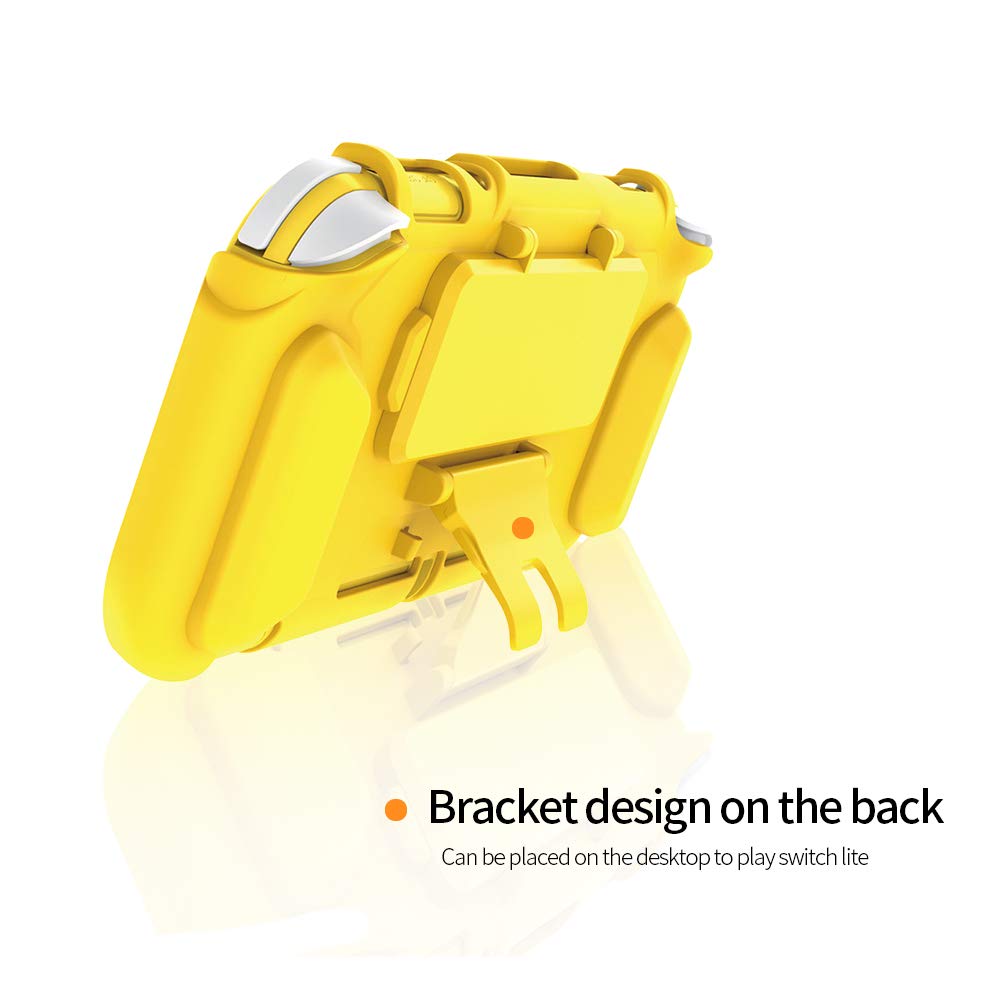 ECHZOVE TPU Protective Case for Nintendo Switch Lite - Shockproof Cover with Game Card Holder & Built-in Kickstand - Yellow | Perfect for Gaming, Travel, and Daily Protection