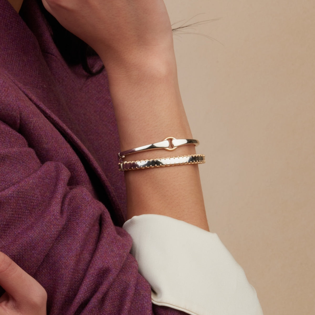 Trendy Mixed Metal Stitched Bracelet for Women - Fashion Jewelry Gift for Her - Perfect for Casual Wear, Office & Date Night