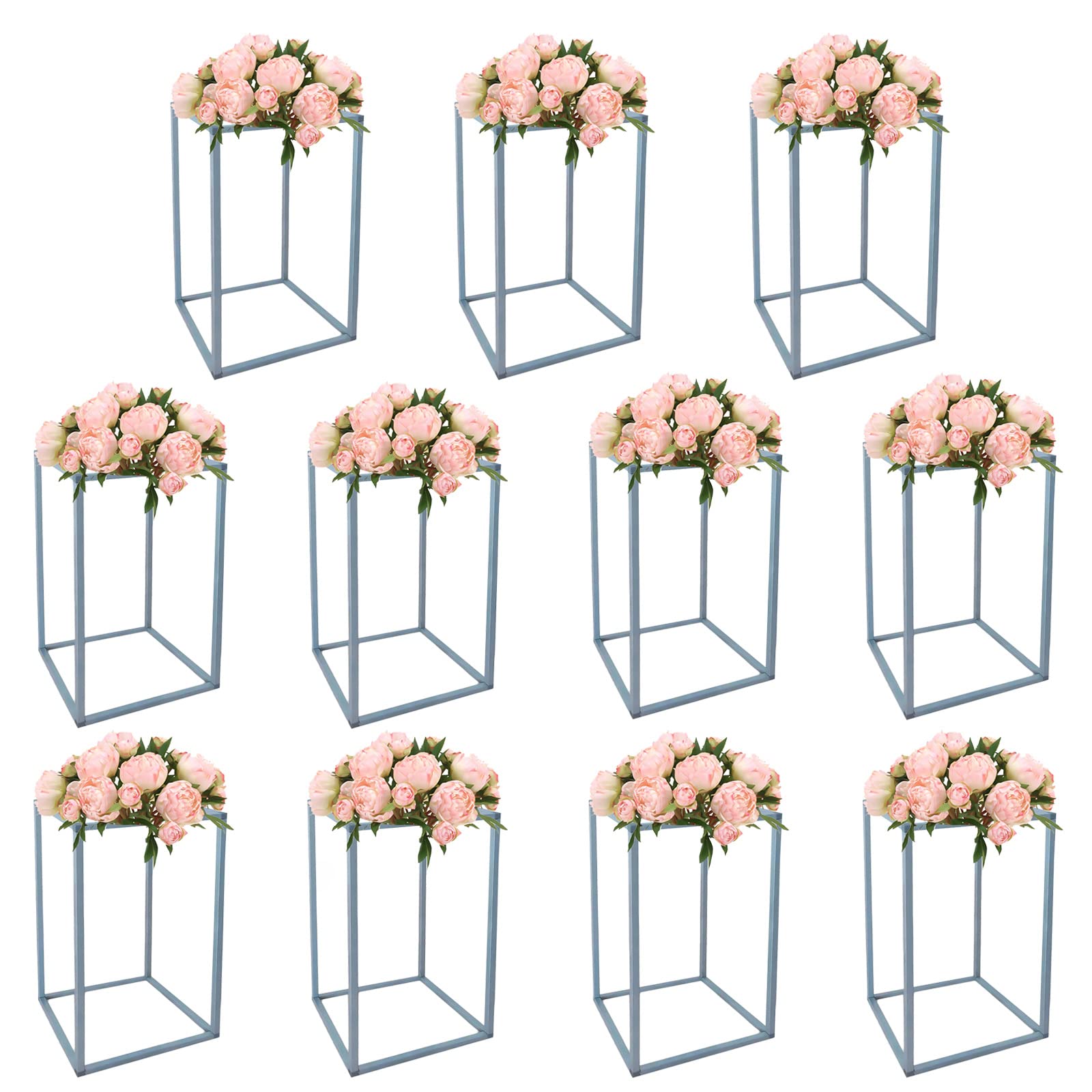 LOYALHEARTDY 11-Piece 15.74-Inch Tall Metal Wedding Flower Stand Set - Elegant Centerpiece Vase Columns for Floral Displays, Perfect for Wedding Decor, Bridal Showers & Party Table Decorations