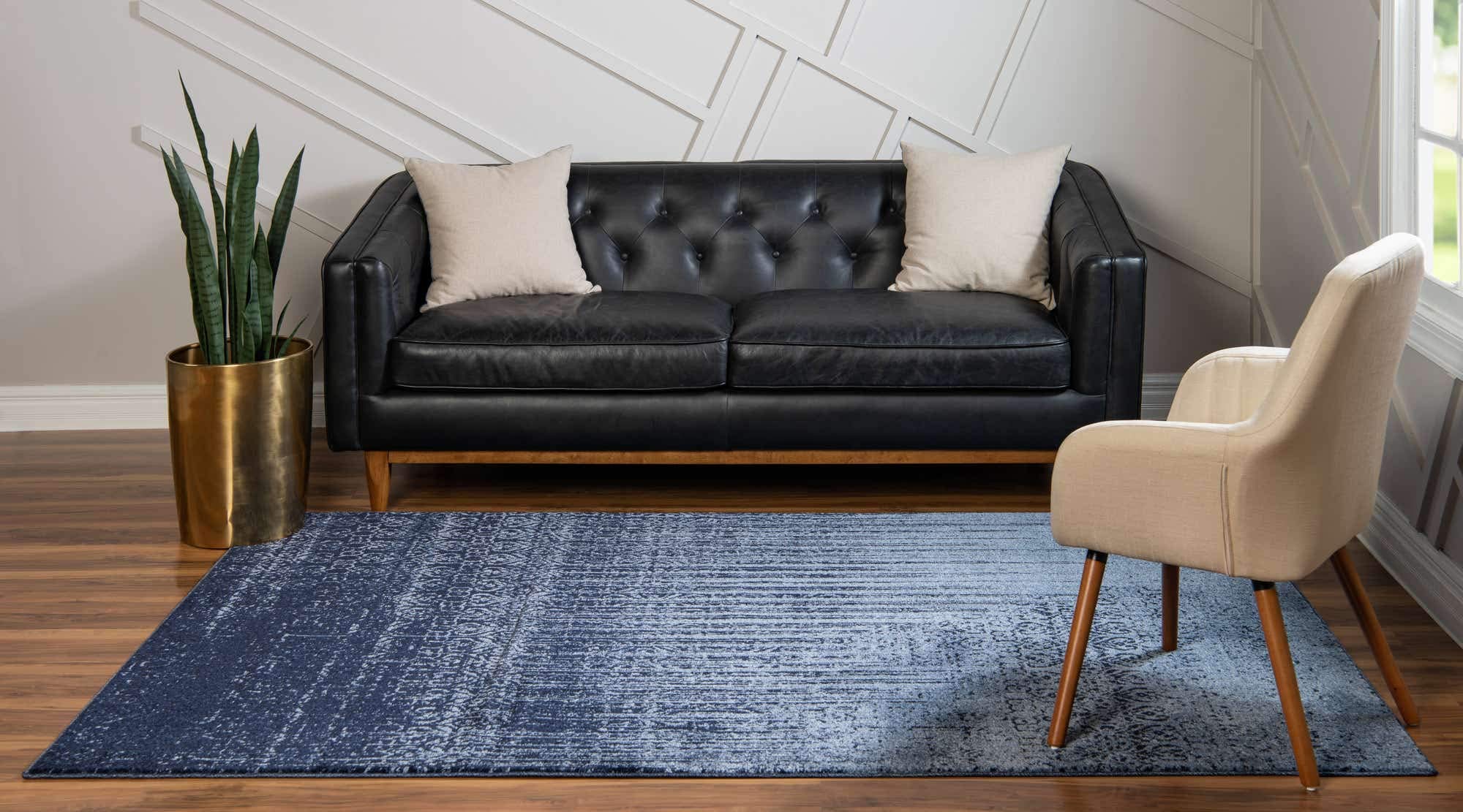 Unique Loom Del Mar Collection Jennifer Blue/Navy Blue Area Rug 10'6