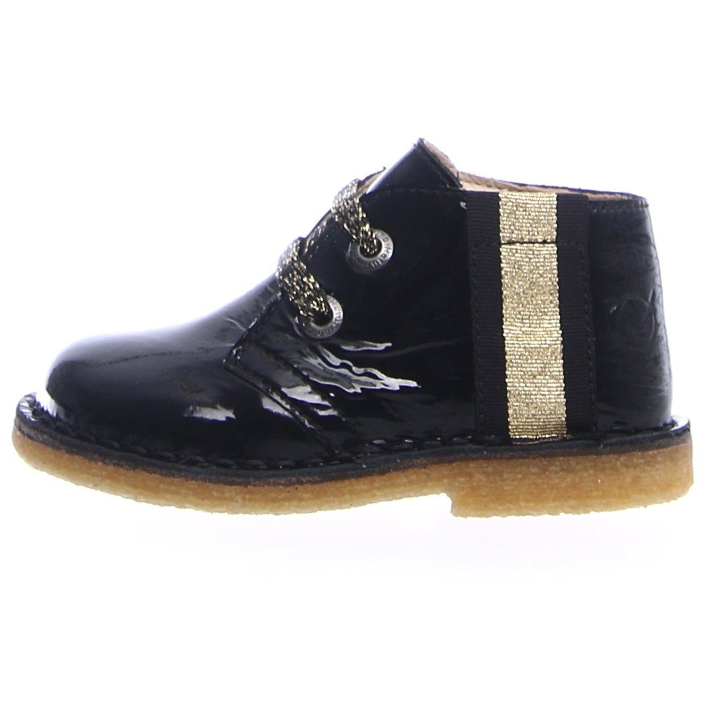 Naturino Girls Sondrio Vernice Leather Boots - Black/Gold | Waterproof Winter Boots for School, Outdoor Play & Snow Days