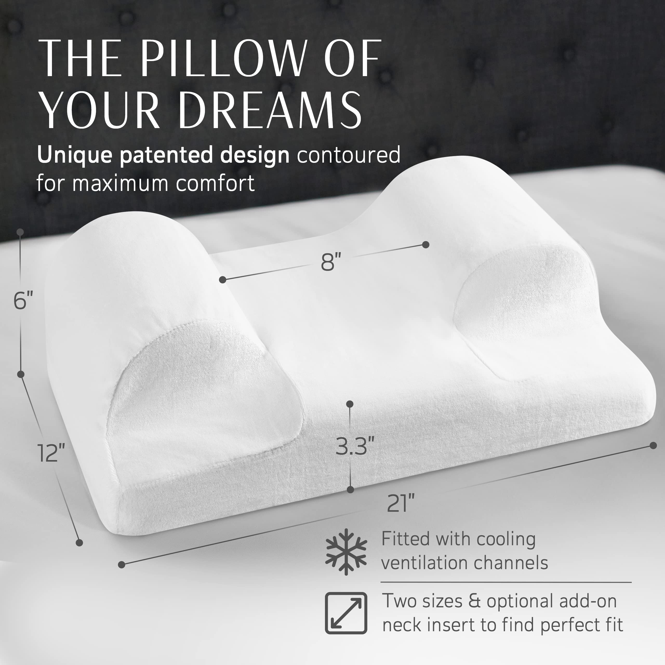 YourFacePillow - Orthopedic Memory Foam Pillow for Back Sleepers | Cervical Neck Support Pillow | Patented Contour Design for Shoulder & Back Pain Relief | Anti-Aging Beauty Pillow for Wrinkle Prevention | Perfect for Side Sleepers & Travel Use