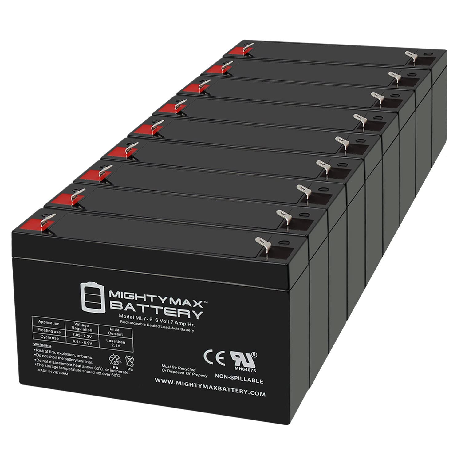 Mighty Max 6V 7Ah SLA Replacement Battery for Kid Trax SRT KT1108TG - 9 Pack - Perfect for Power Wheels, Ride-On Toys, and Electric Scooters