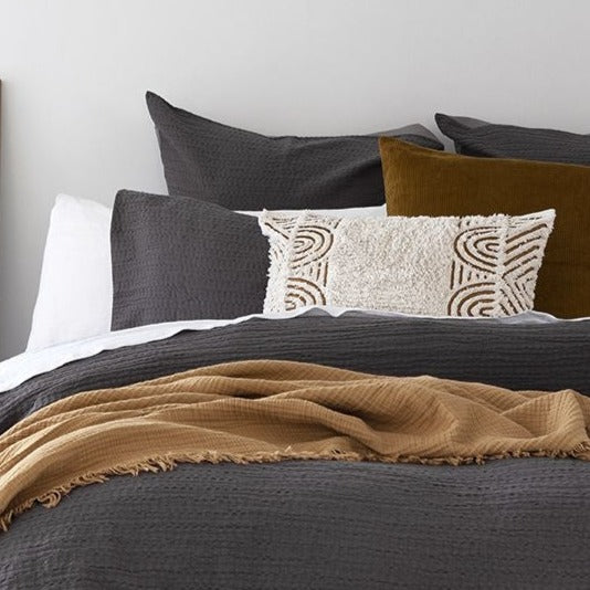 Premium Bambury Eucla Charcoal European Pillowcase - 100% Organic Cotton, Hypoallergenic & Breathable - Perfect for Bedroom, Guest Room & Luxury Hotel Decor