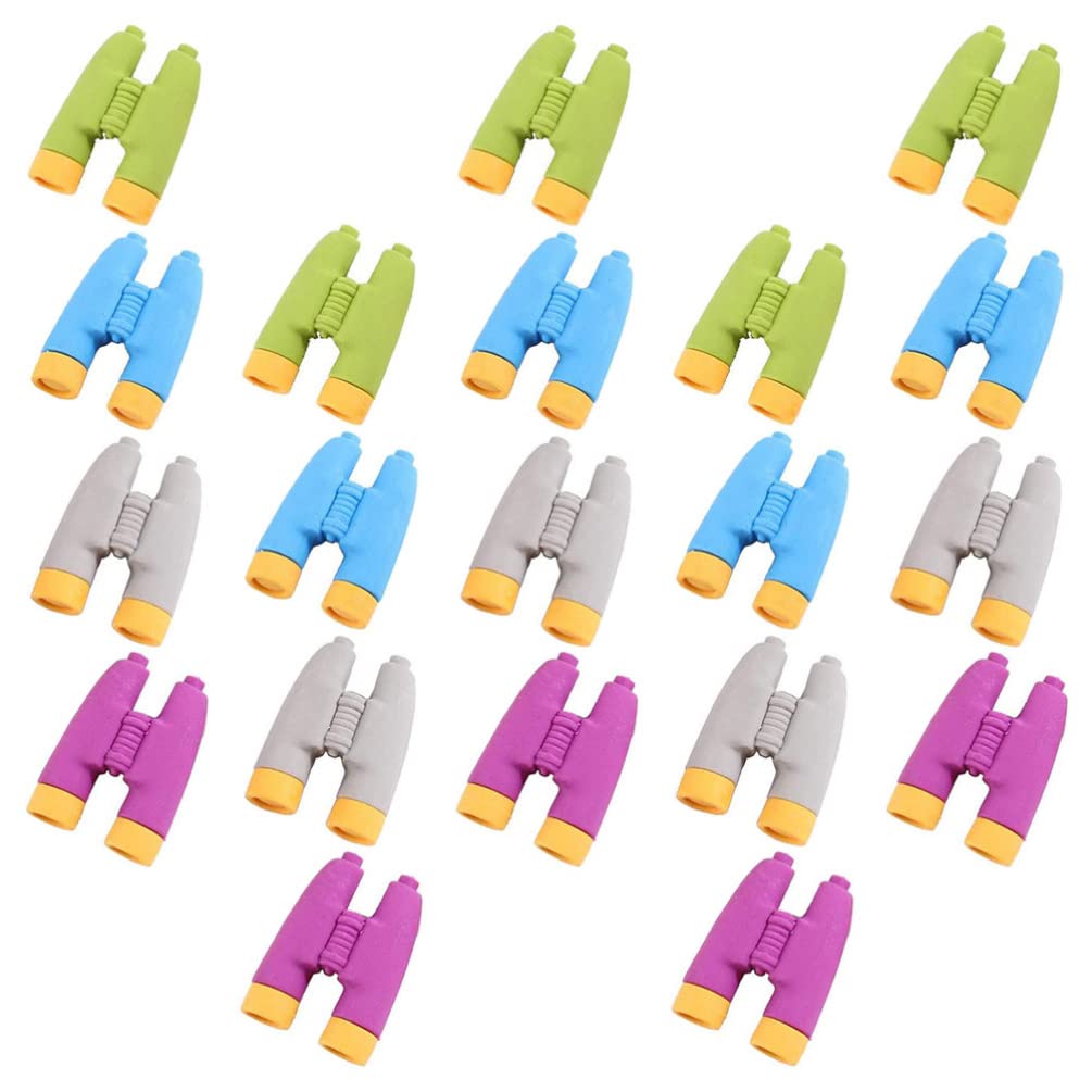 STOBOK 24Pcs Colorful Pencil Erasers & Telescope Pencil Toppers Set - Fun Party Favors, Classroom Rewards, Treasure Box Toys for Kids - Bulk Mixed Erasers for School, Arts & Crafts, Birthday Gifts