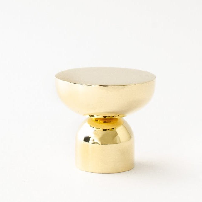 Vintage Unlacquered Polished Brass Cabinet Knob & Hook - Round Raised Bowl Design for Kitchen, Bathroom & Furniture (Set of 10) - Durable Hardware for Drawers, Cabinets & Wardrobes