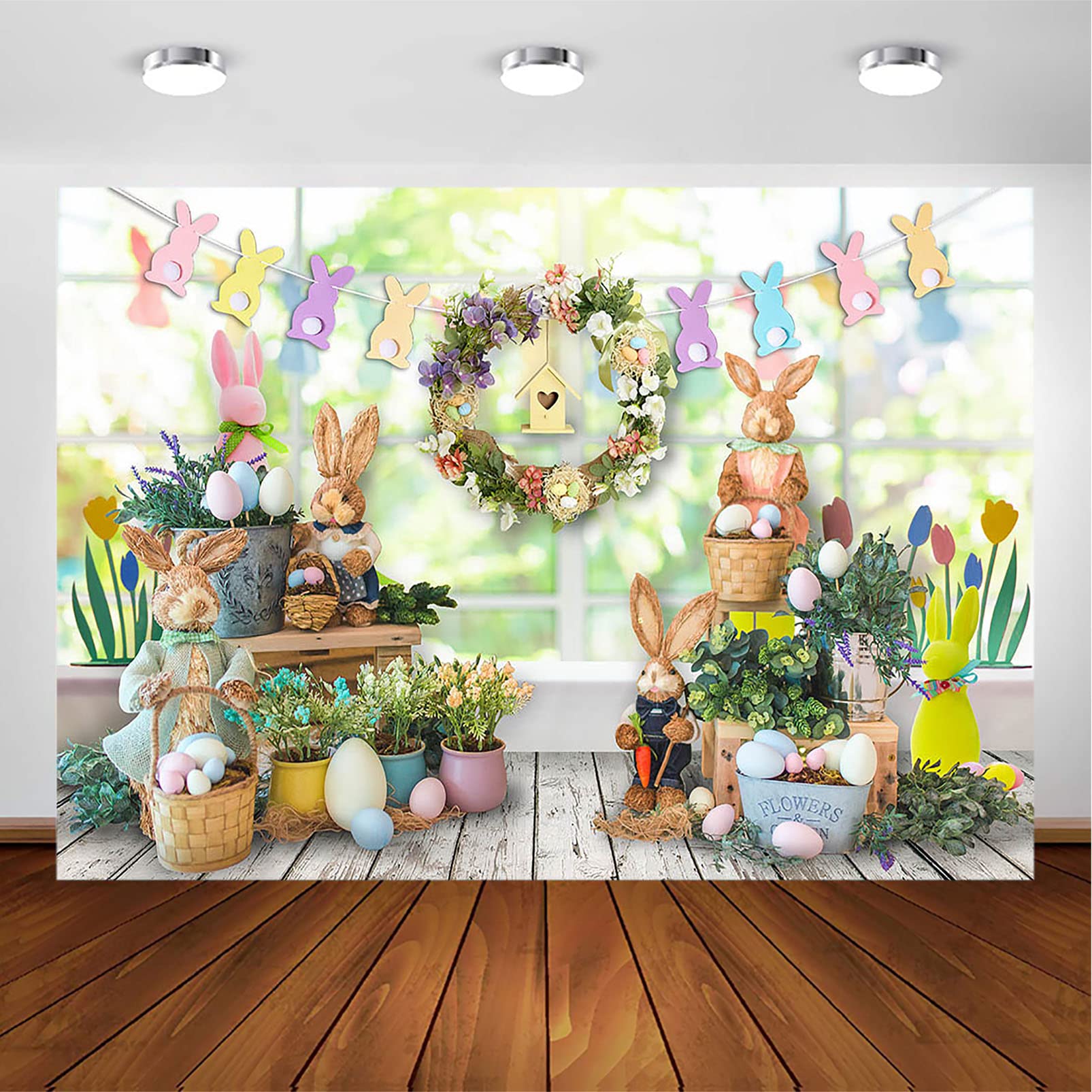 Easter Photography Backdrop - 8x6ft Spring Bunny Rabbit Eggs Theme Party Decor for Kids Children Portrait Photo Shoot | Perfect for Easter Celebrations, Birthday Parties, and Family Gatherings