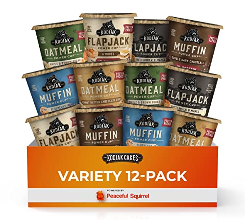 Kodiak Cakes Power Cups - 12 Pack (6 Flavors) | Whole Grain, Non-GMO, High Protein, Antioxidant-Rich | Healthy Breakfast & Snack for Active Lifestyles, Camping, Hiking & On-the-Go Nutrition