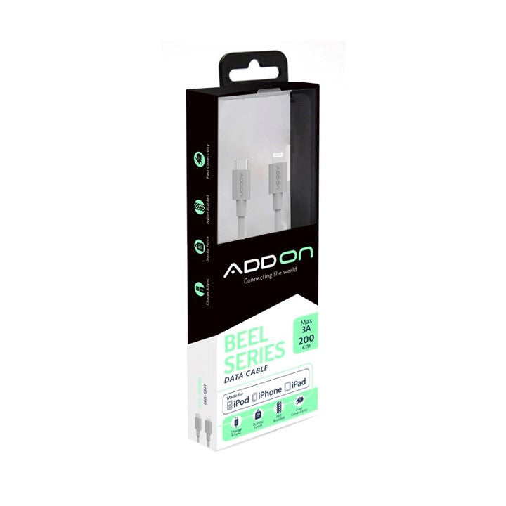2M USB-C to Lightning Charging Cable Fast Charge Sync Cord for iPhone iPad - Grey | Perfect for Home, Office, Car & Travel Use