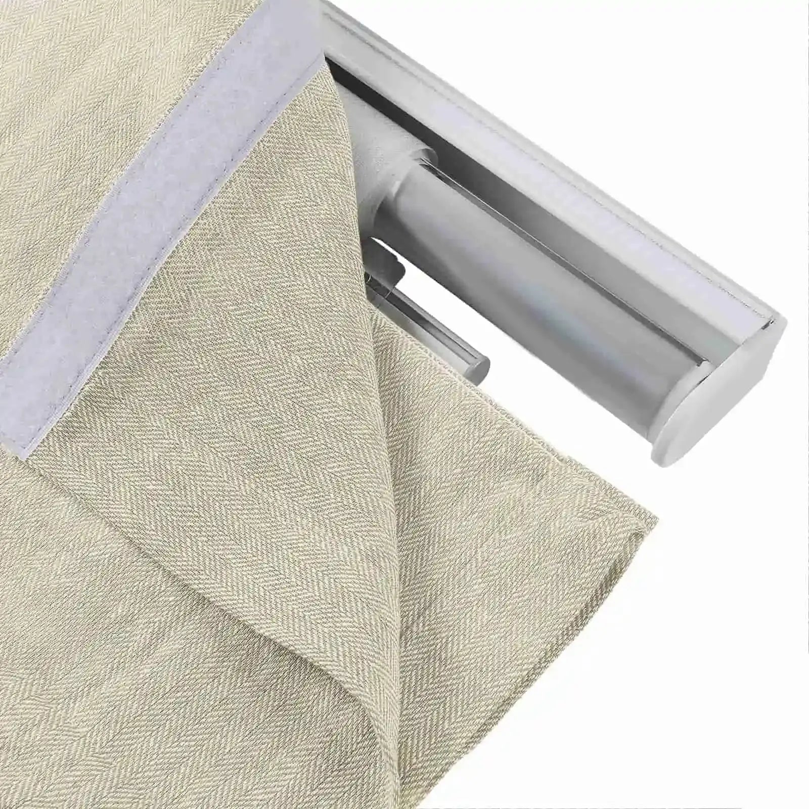 Ron Linen Cotton Herringbone Roman Shade - Cordless Window Treatment for Living Room, Bedroom & Office (Blackout/Sheer Options)