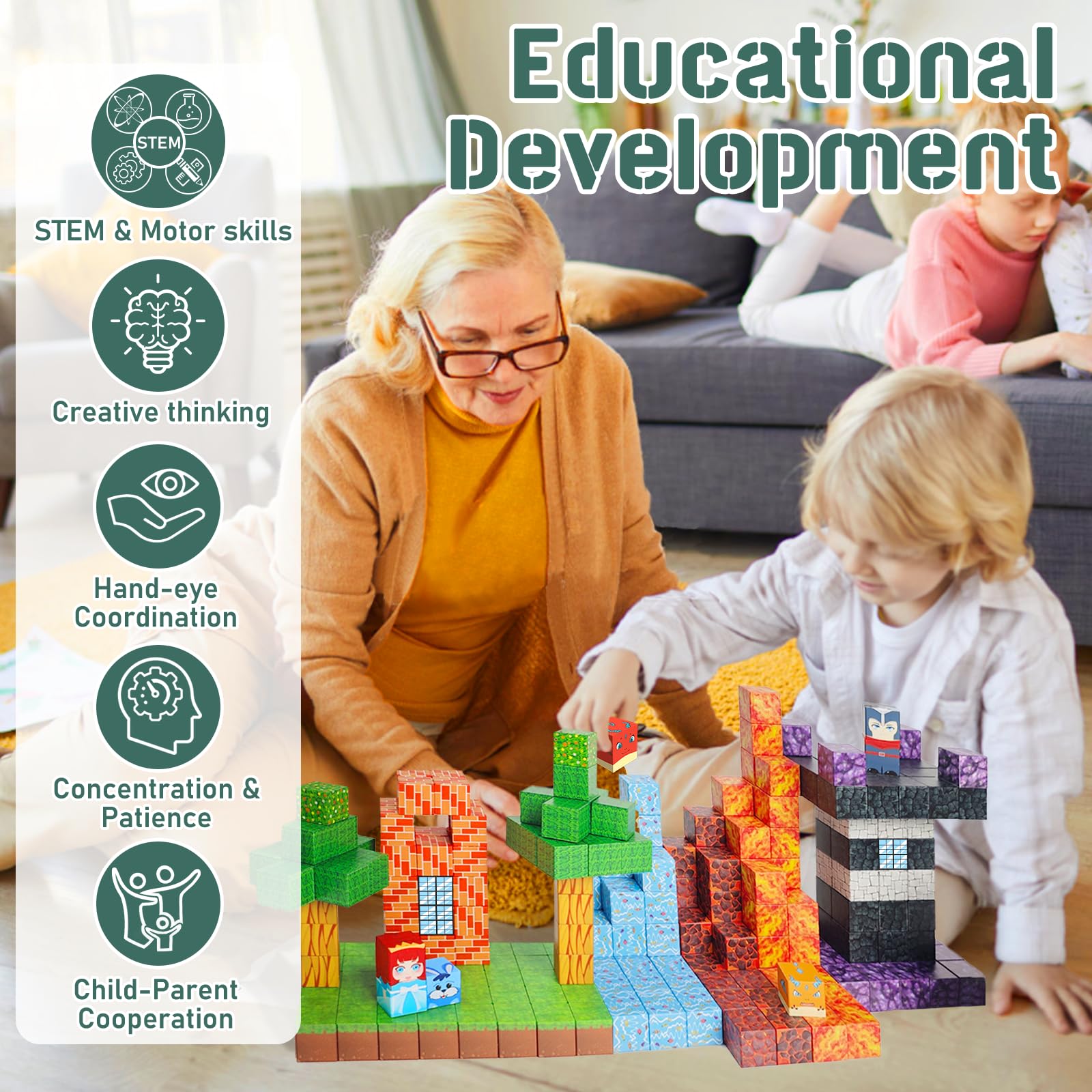 100PCS 1-Inch Magnetic Building Blocks - STEM Educational Toys for Kids Ages 3+ | Creative Construction Set for Boys & Girls | Perfect for Christmas, Birthday Gifts & Classroom Learning Activities | Sensory Play & Brain Development Toy